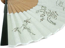 Load image into Gallery viewer, Men's Silk x Japanese Paper Sensu :Japanese Traditional Folding Fan & Fan Bag 2-Piece Set  - gray beige choju-giga