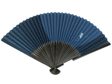Load image into Gallery viewer, Men's Paper Sensu :Japanese Traditional Folding Fan - Navy Blue Katazome Sailing Boat