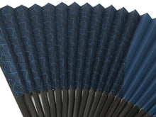 Load image into Gallery viewer, Men's Paper Sensu :Japanese Traditional Folding Fan - Navy Blue Katazome Sailing Boat