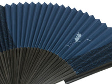 Load image into Gallery viewer, Men's Paper Sensu :Japanese Traditional Folding Fan - Navy Blue Katazome Sailing Boat