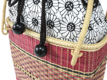 將圖片載入圖庫檢視器 Bamboo Basket Drawstring Bag - White Sunflower