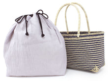 將圖片載入圖庫檢視器 Bamboo Basket Drawstring Bag - Light Purple Plain