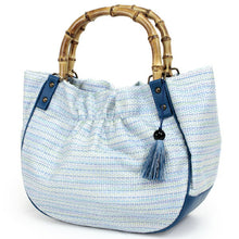 画像をギャラリービューアに読み込む, Bamboo Handle Bag - Light Blue x Blue