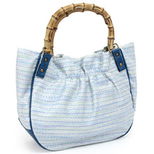 画像をギャラリービューアに読み込む, Bamboo Handle Bag - Light Blue x Blue