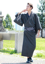 將圖片載入圖庫檢視器 Men's Denim Unlined Kimono with Pockets Black: Japanese Traditional Clothes