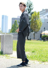 將圖片載入圖庫檢視器 Men's Denim Unlined Kimono with Pockets Black: Japanese Traditional Clothes