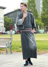 將圖片載入圖庫檢視器 Men's Denim Unlined Kimono with Pockets Black: Japanese Traditional Clothes