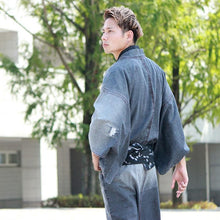 將圖片載入圖庫檢視器 Men's Denim Unlined Kimono with Pockets Black: Japanese Traditional Clothes