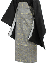 画像をギャラリービューアに読み込む, Boy's Polyester Hakama Set 7 Items  for Japanese Traditional Kimono - Gray Diagonal Shokkomon