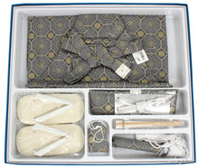 画像をギャラリービューアに読み込む, Boy's Polyester Hakama Set 7 Items  for Japanese Traditional Kimono - Gray Diagonal Shokkomon