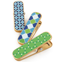 Load image into Gallery viewer, Kimono Clip 3 pcs for Japanese Traditional Clothes: Large - Blue Green Multi Pattern
