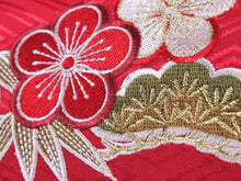 將圖片載入圖庫檢視器 Formal Handbag for Japanese Traditional Clothes : Red White Pine Bamboo Plum Embroidery