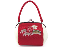 將圖片載入圖庫檢視器 Formal Handbag for Japanese Traditional Clothes : Red White Pine Bamboo Plum Embroidery