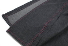 Load image into Gallery viewer, Women's Unlined Damage Denim Kimono Black with Stitches: Japanese Traditional Clothes