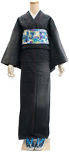 Load image into Gallery viewer, Women's Unlined Damage Denim Kimono Black with Stitches: Japanese Traditional Clothes