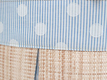 將圖片載入圖庫檢視器 Basket Bag Rattan Handle - Beige Blue Striped Dot
