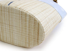 將圖片載入圖庫檢視器 Basket Bag Rattan Handle - Beige Blue Striped Dot