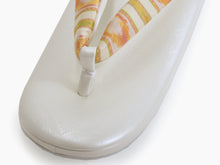 画像をギャラリービューアに読み込む, Ladies' Zori (Japanese Sandals) for Japanese Traditional Kimono - Pearl White Sole Cream Orange Horizontal Tatsumura kire fabric