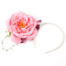 Load image into Gallery viewer, Hair Accessories Headband Clip 2 Piece Set  for Japanese Traditional Clothes -Pink Rose Pearl Beads