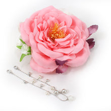 Load image into Gallery viewer, Hair Accessories Headband Clip 2 Piece Set  for Japanese Traditional Clothes -Pink Rose Pearl Beads
