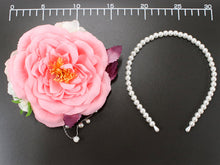 Load image into Gallery viewer, Hair Accessories Headband Clip 2 Piece Set  for Japanese Traditional Clothes -Pink Rose Pearl Beads