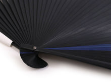 Load image into Gallery viewer, Men's Cotton Sensu :Japanese Traditional Folding Fan and Fan Bag 2 Piece Set Black background Blue Square