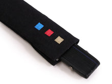 Load image into Gallery viewer, Men's Cotton Sensu :Japanese Traditional Folding Fan and Fan Bag 2 Piece Set Black background Blue Square