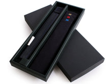 Load image into Gallery viewer, Men's Cotton Sensu :Japanese Traditional Folding Fan and Fan Bag 2 Piece Set Black background Blue Square