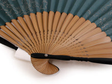 將圖片載入圖庫檢視器 Men's Washi Papercut Art Sensu :Japanese Traditional Folding Fan and Fan Bag 2-Piece Set - Dark Green Fuujin Raijin
