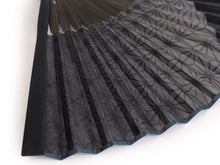 Load image into Gallery viewer, Men's Cotton Linen Sensu :Japanese Traditional Folding Fan & Fan Bag 2 Piece Set - gray linen leaf