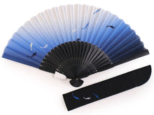 Load image into Gallery viewer, Men's Cotton Sensu :Japanese Traditional Folding Fan  & Fan Bag 2 Piece Set - blue sweetfish pattern
