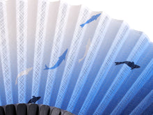 Load image into Gallery viewer, Men's Cotton Sensu :Japanese Traditional Folding Fan  & Fan Bag 2 Piece Set - blue sweetfish pattern