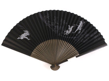 Load image into Gallery viewer, Men's Paper Sensu :Japanese Traditional Folding Fan - hand-printed black choju-giga