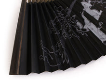 Load image into Gallery viewer, Men's Paper Sensu :Japanese Traditional Folding Fan - hand-printed black choju-giga