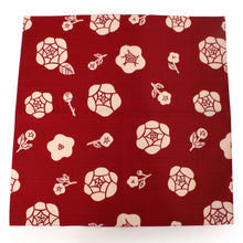 將圖片載入圖庫檢視器 Furoshiki L size 105cm Red Cream Rose Brown