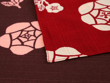 將圖片載入圖庫檢視器 Furoshiki L size 105cm Red Cream Rose Brown
