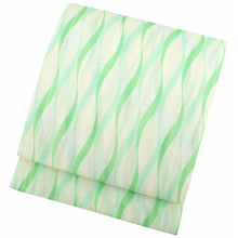 画像をギャラリービューアに読み込む, Ladies' Nagoya Obi for Japanese Traditional Kimono- Cream Yellow Green Curve Lines