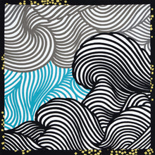 將圖片載入圖庫檢視器 0507us★英語★棉布浴敷 大尺寸 105cm 川島紡織細胞控制器 彩華波濤