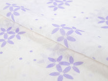 Load image into Gallery viewer, Silk Obiage Sha Leno for Japanese Traditional Kimono - White Purple Flowers
