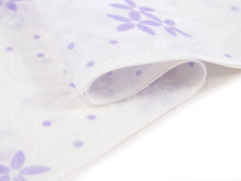 Load image into Gallery viewer, Silk Obiage Sha Leno for Japanese Traditional Kimono - White Purple Flowers