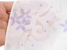 Load image into Gallery viewer, Silk Obiage Sha Leno for Japanese Traditional Kimono - White Purple Flowers