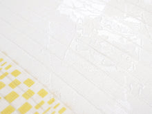 Load image into Gallery viewer, Silk Obiage Sha Leno for Japanese Traditional Kimono - White x Yellow Geometric
