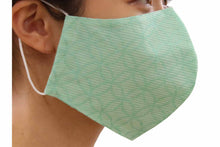 画像をギャラリービューアに読み込む, Sankatsu Yukata Cloth Cotton 3D Face Mask -Mint Green Base Japanese Cloisonne Pattern
