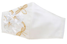 画像をギャラリービューアに読み込む, White Gold Embroidery 3D Face Mask With Mask Charm - 7 Design Choices