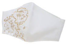 画像をギャラリービューアに読み込む, White Gold Embroidery 3D Face Mask With Mask Charm - 7 Design Choices