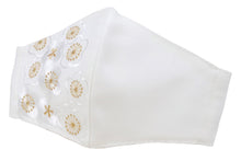 画像をギャラリービューアに読み込む, White Gold Embroidery 3D Face Mask With Mask Charm - 7 Design Choices