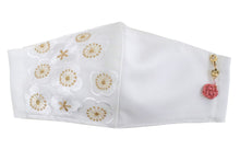 画像をギャラリービューアに読み込む, White Gold Embroidery 3D Face Mask With Mask Charm - 7 Design Choices