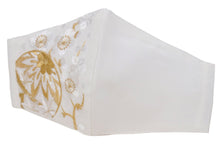 画像をギャラリービューアに読み込む, White Gold Embroidery 3D Face Mask With Mask Charm - 7 Design Choices