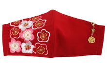 將圖片載入圖庫檢視器 Red Color Embroidery 3D Face Mask With Mask Charm - 7 Design Choices