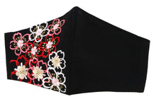 Load image into Gallery viewer, Black Color Embroidery 3D Face Mask With Mask Charm - 7 Design Choices